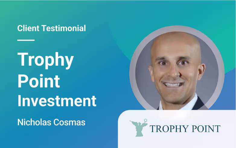 Client testimonial video cover - Nicholas Cosmas from Trophy Point Investment