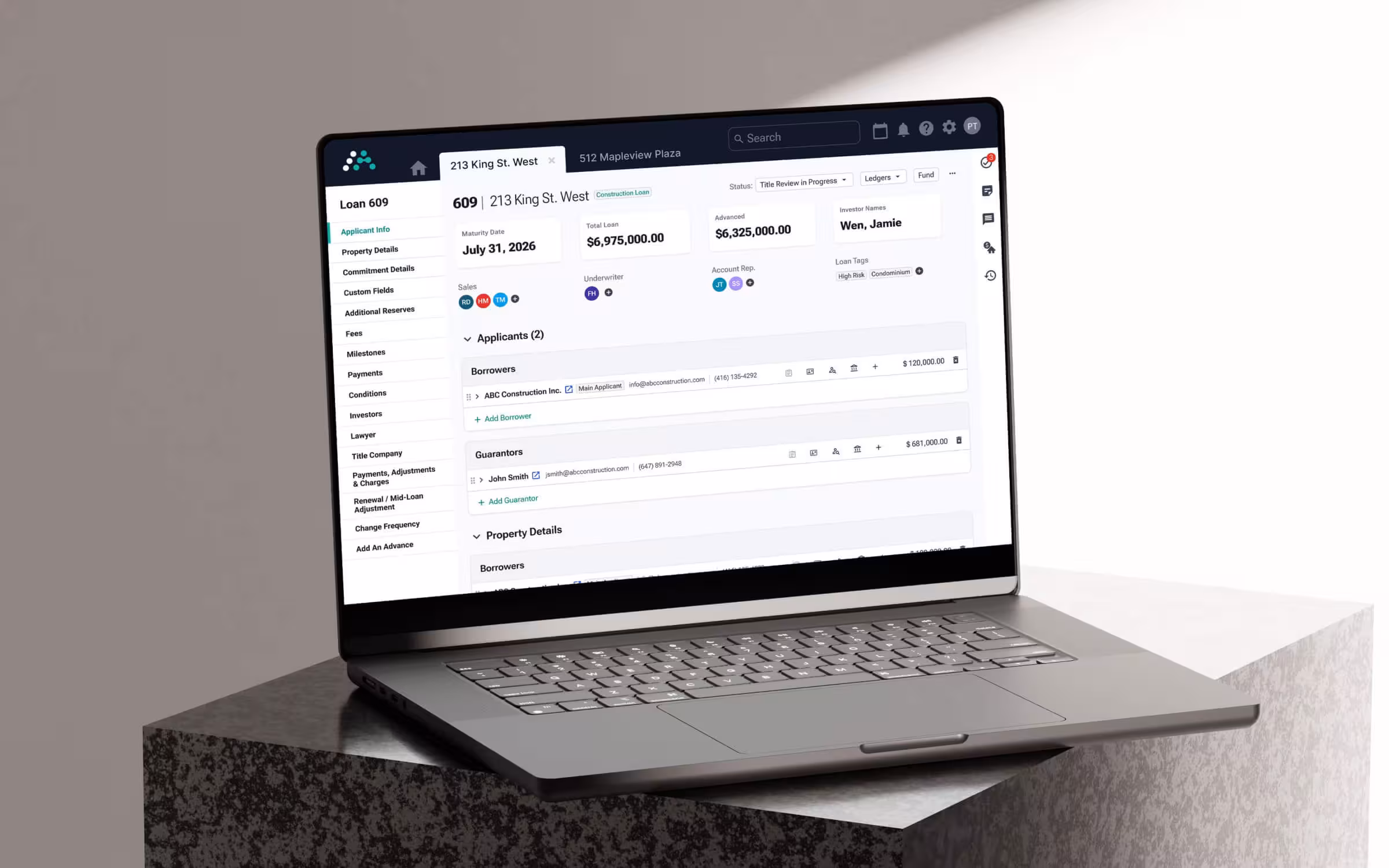 mortgage automator software interface with loan detail page view